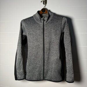 ANDREW MARC NY Herringbone Jacket Women's Medium Grey Black Zip Pockets